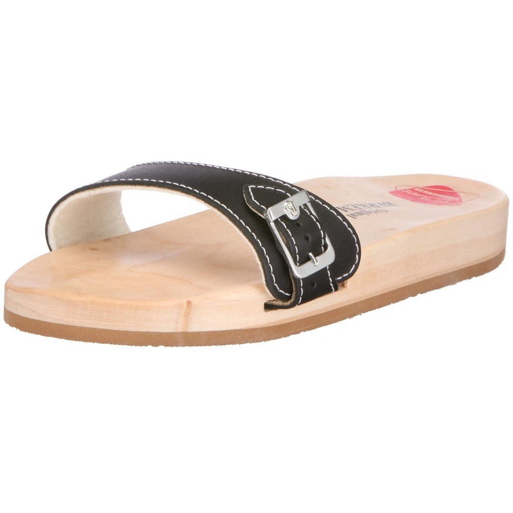 Berkemann Black Wooden Mules Size 6 US